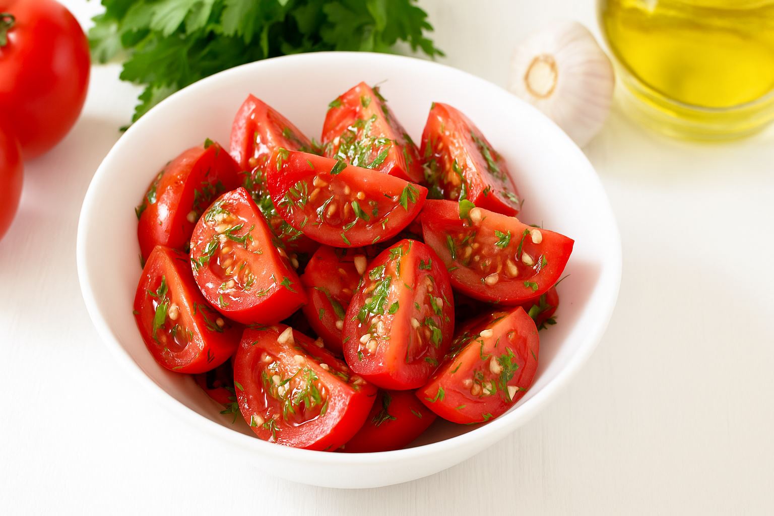 Tomatoes with Garlic — A Spicy Appetizer for Any Dish
